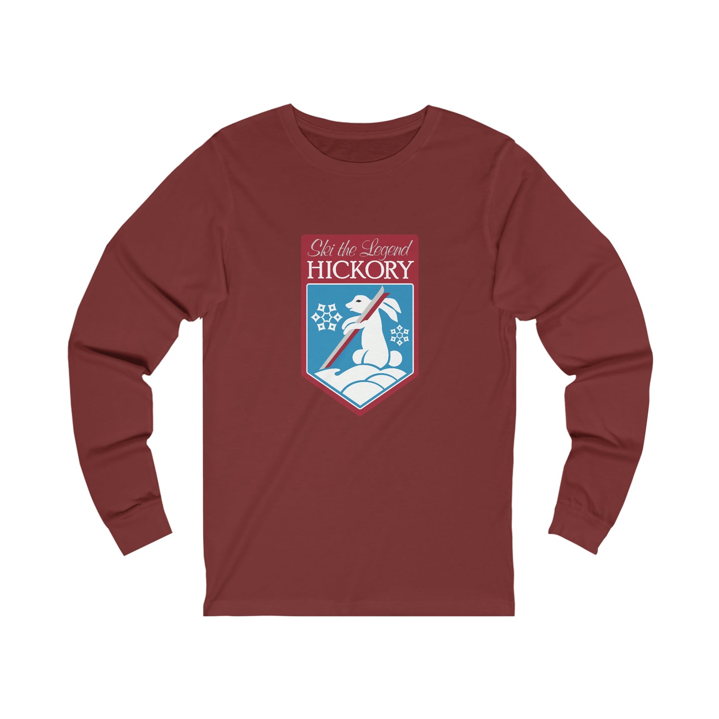 Red shirt with Hickory Ski the Legend Logo