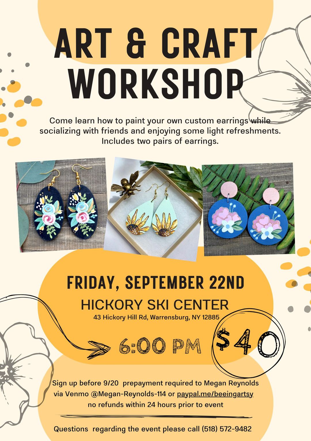 9/22 Arts and Crafts Workshop - Paint Your Own Custom Earrings