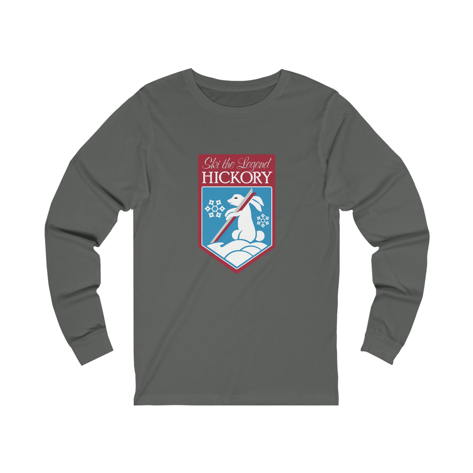 Grey shirt with Hickory Ski the Legend Logo